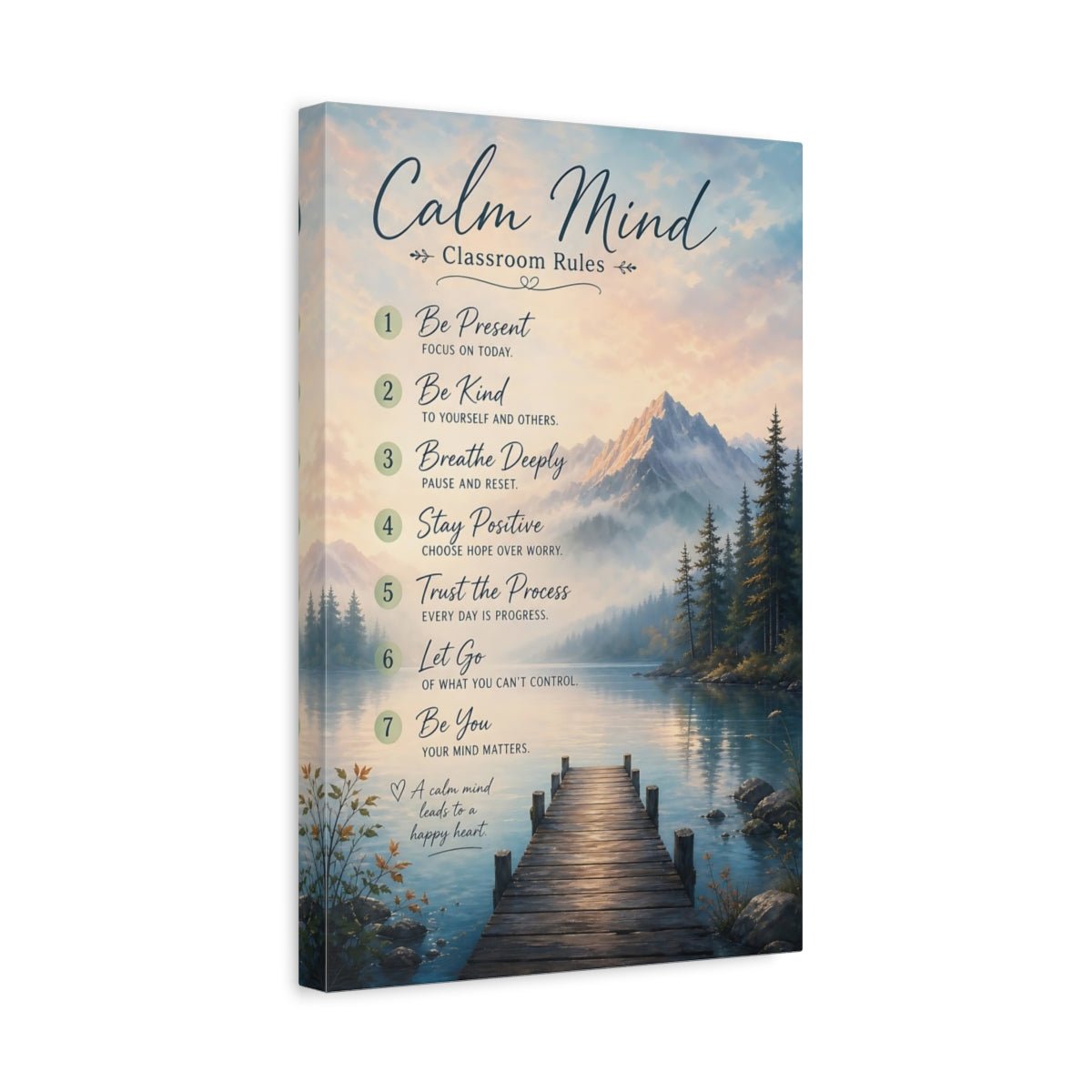 Nature Calm Mind Rules Landscape Canvas Wall Art Print – Classroom Decor, Feature - YesArtYes