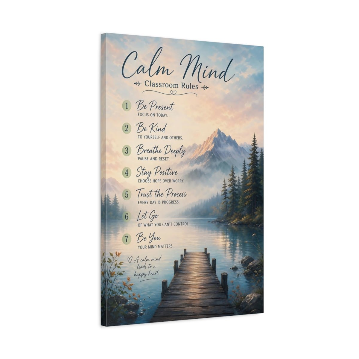 Nature Calm Mind Rules Landscape Canvas Wall Art Print – Classroom Decor, Feature - YesArtYes