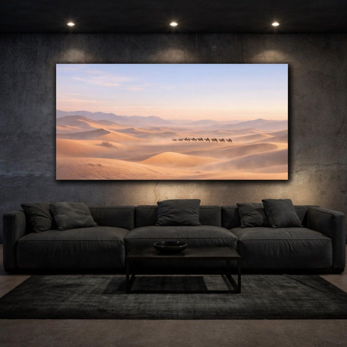 Nature Camel Caravan Desert - Canvas Wall Art Print - YesArtYes