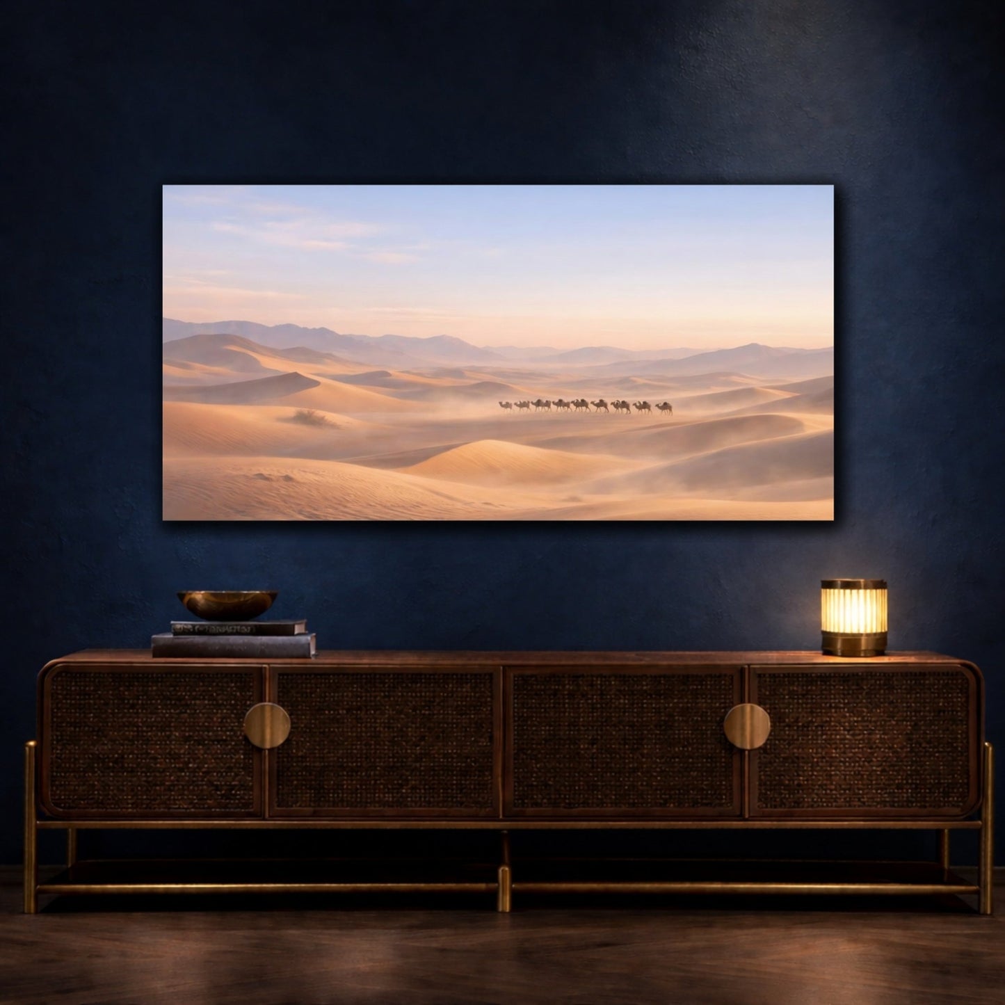 Nature Camel Caravan Desert - Canvas Wall Art Print - YesArtYes