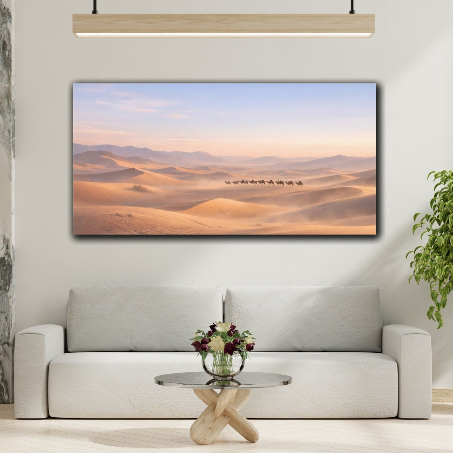 Nature Camel Caravan Desert - Canvas Wall Art Print - YesArtYes