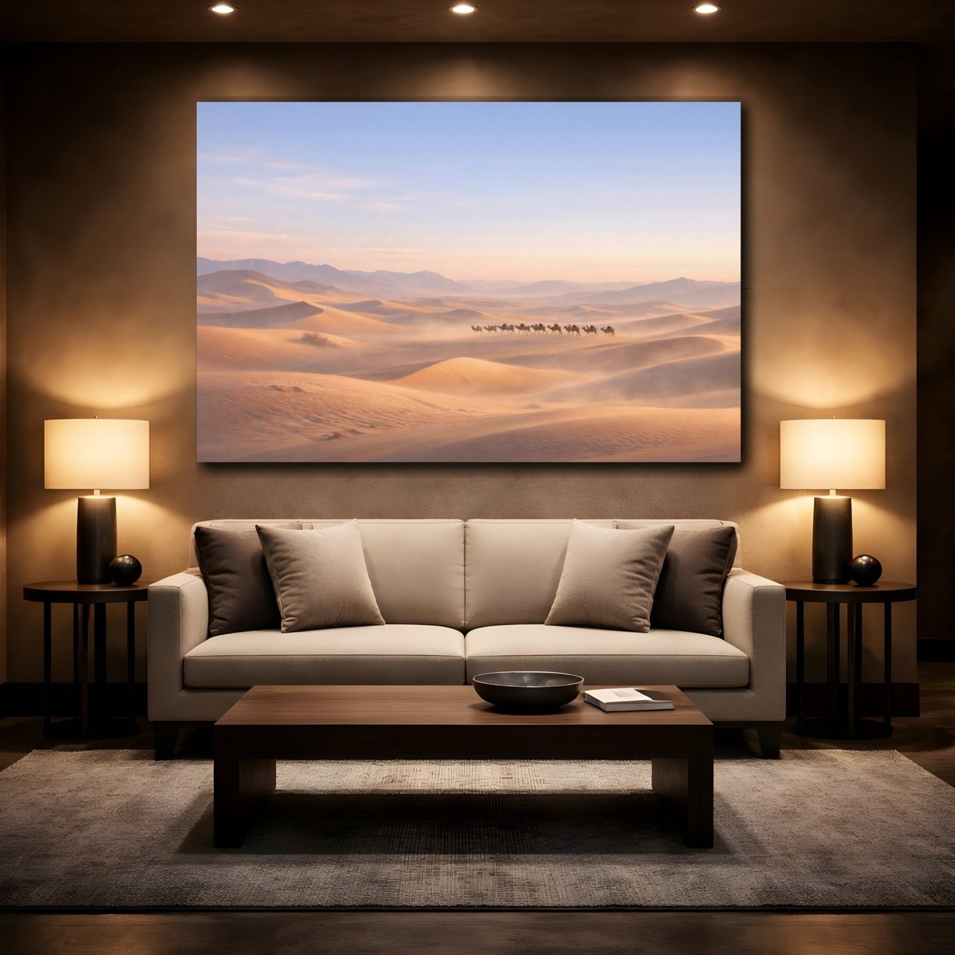 Nature Camel Train Desert - Canvas Wall Art Print - YesArtYes