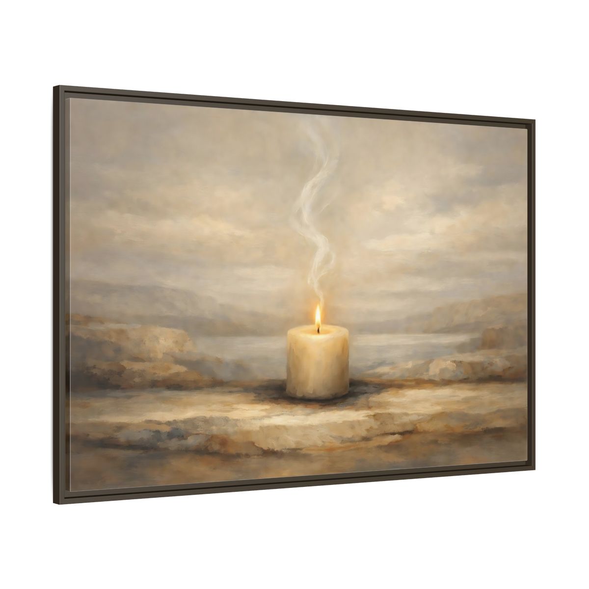 Main Mockup. Nature Candle Candle Light shown as stretched canvas wall art