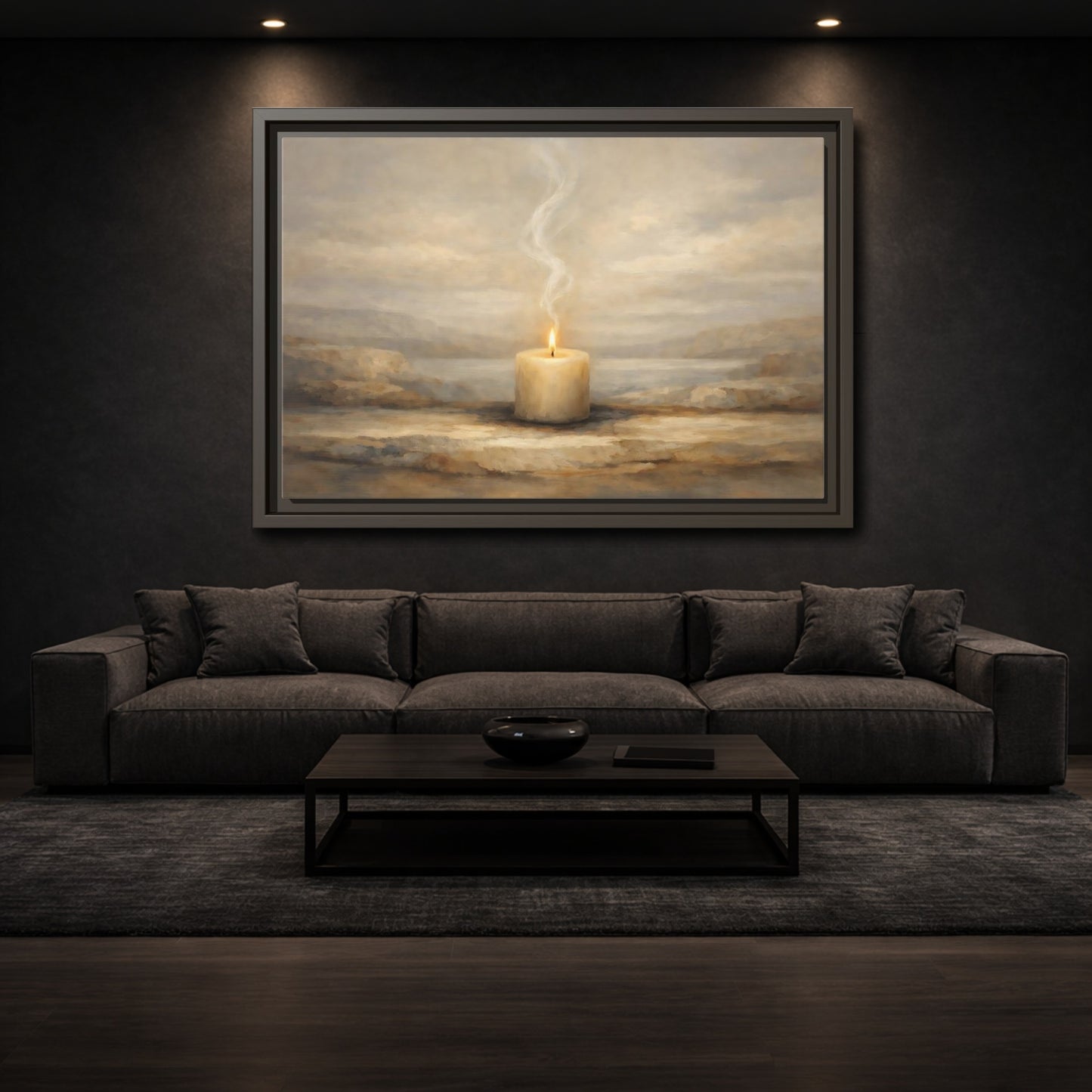 Mockup 2. Nature Candle Candle Light shown as stretched canvas wall art