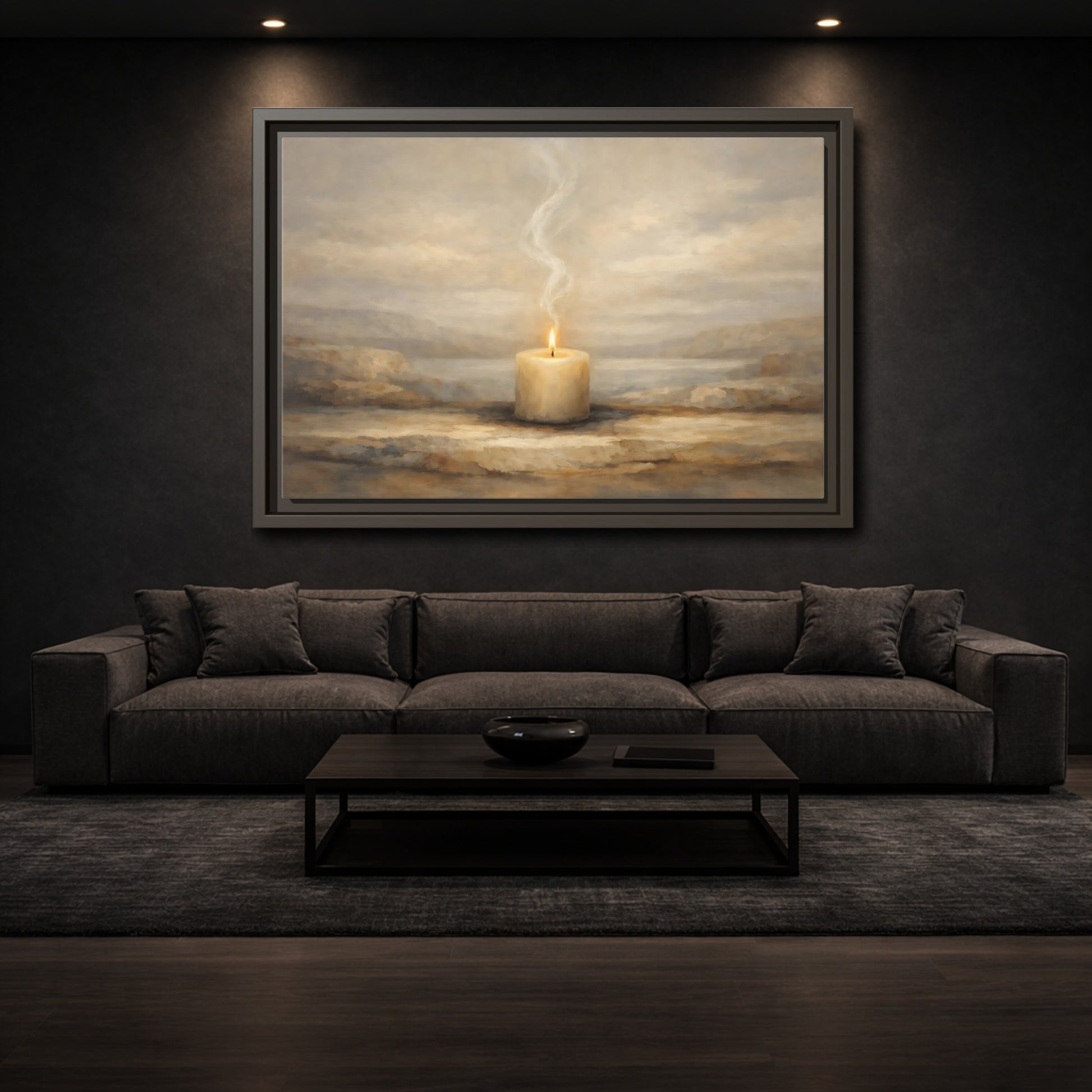 Mockup 2. Nature Candle Candle Light shown as stretched canvas wall art