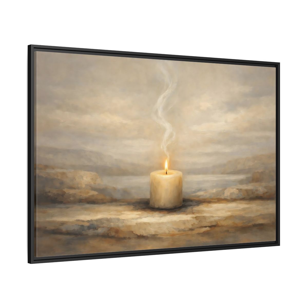 Side Mockup 12. Nature Candle Candle Light shown as stretched canvas wall art