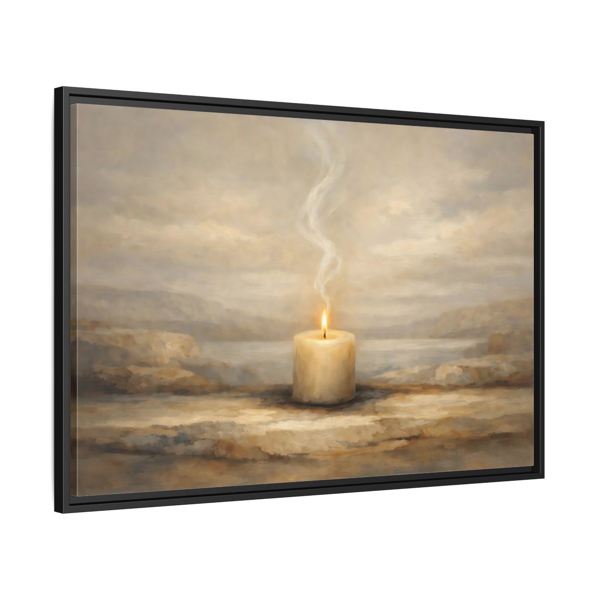 Side Mockup 13. Nature Candle Candle Light shown as stretched canvas wall art