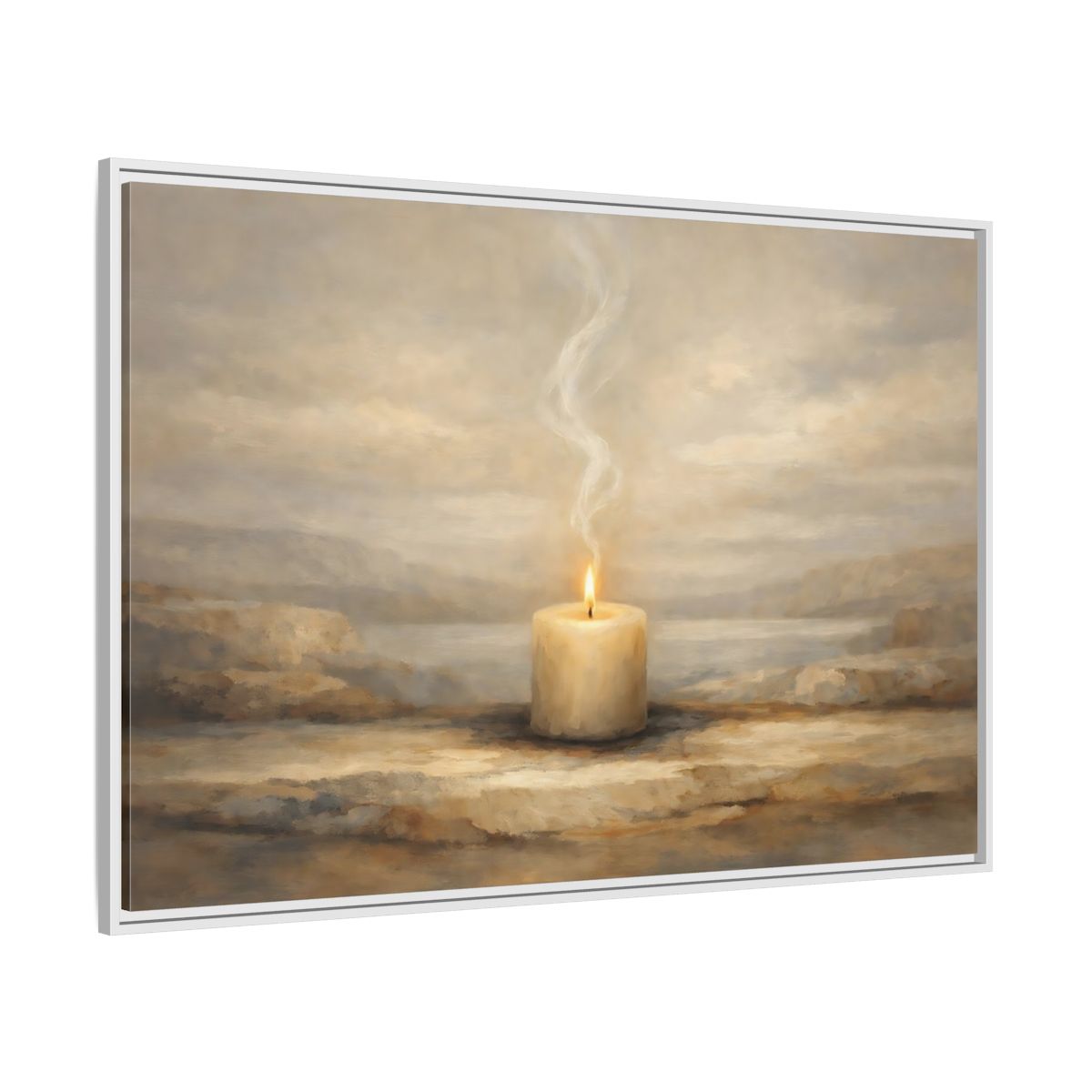 Side Mockup 7. Nature Candle Candle Light shown as stretched canvas wall art