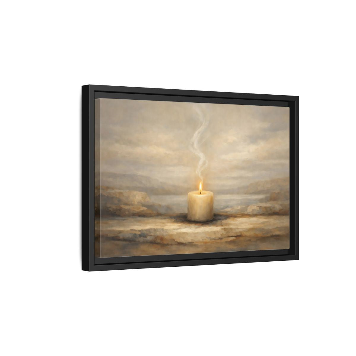 Side Mockup 6. Nature Candle Candle Light shown as stretched canvas wall art