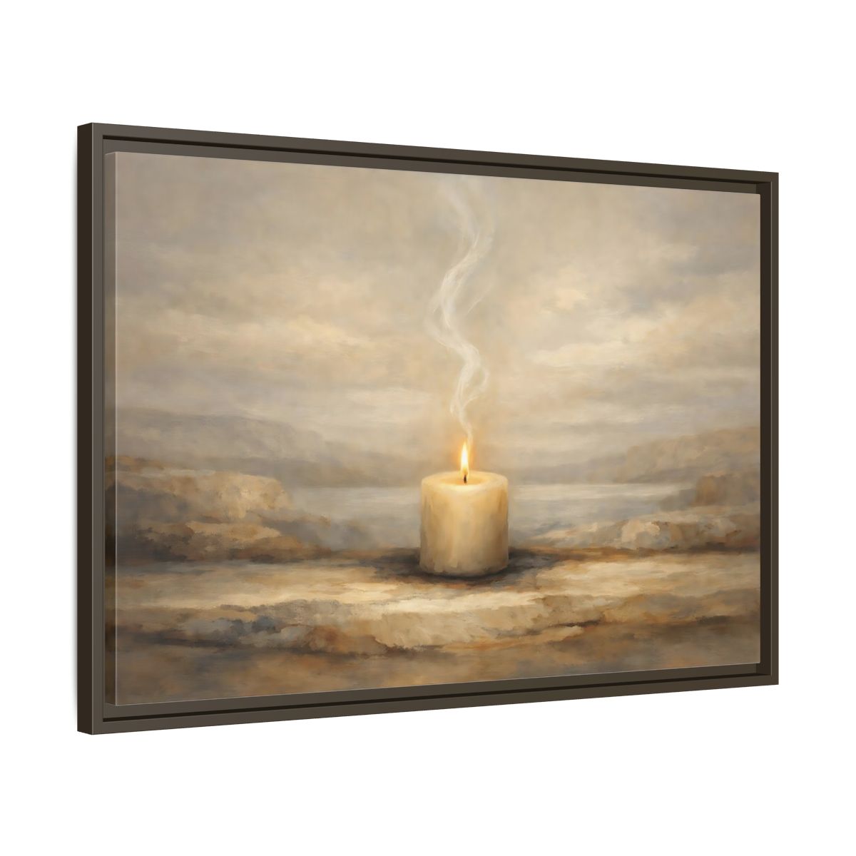 Side Mockup 11. Nature Candle Candle Light shown as stretched canvas wall art