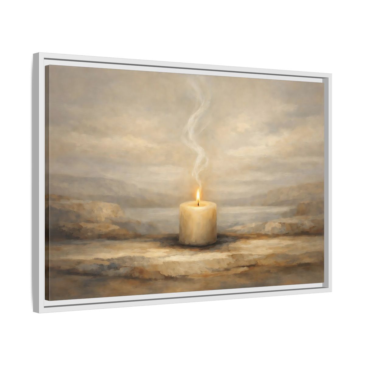 Side Mockup 10. Nature Candle Candle Light shown as stretched canvas wall art