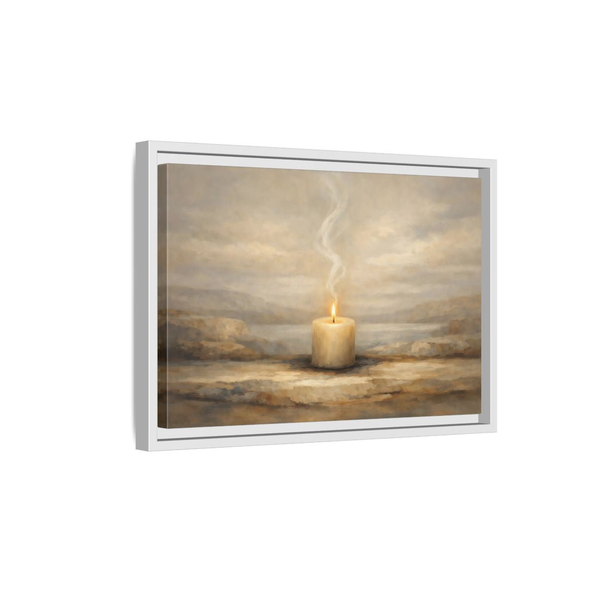 Side Mockup 4. Nature Candle Candle Light shown as stretched canvas wall art