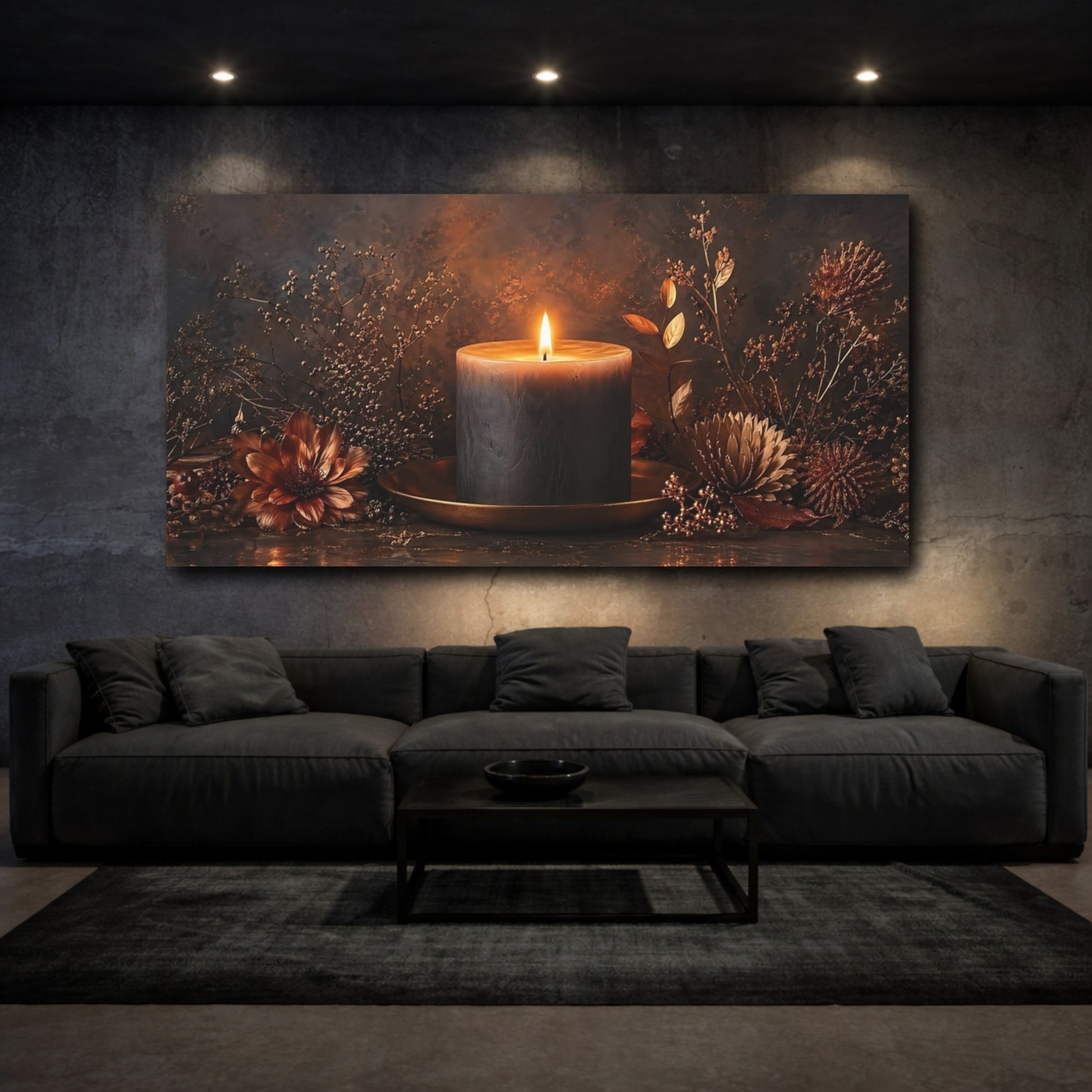 Mockup 2. Nature Candle Warm Candle Art shown as stretched canvas wall art