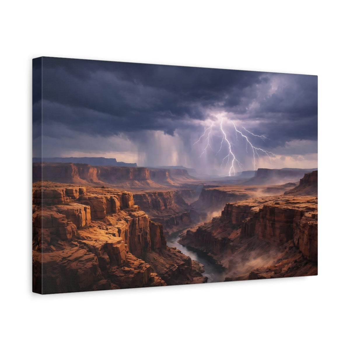 Side Mockup 4. Nature Canyon Brown And Grey shown as stretched canvas wall art