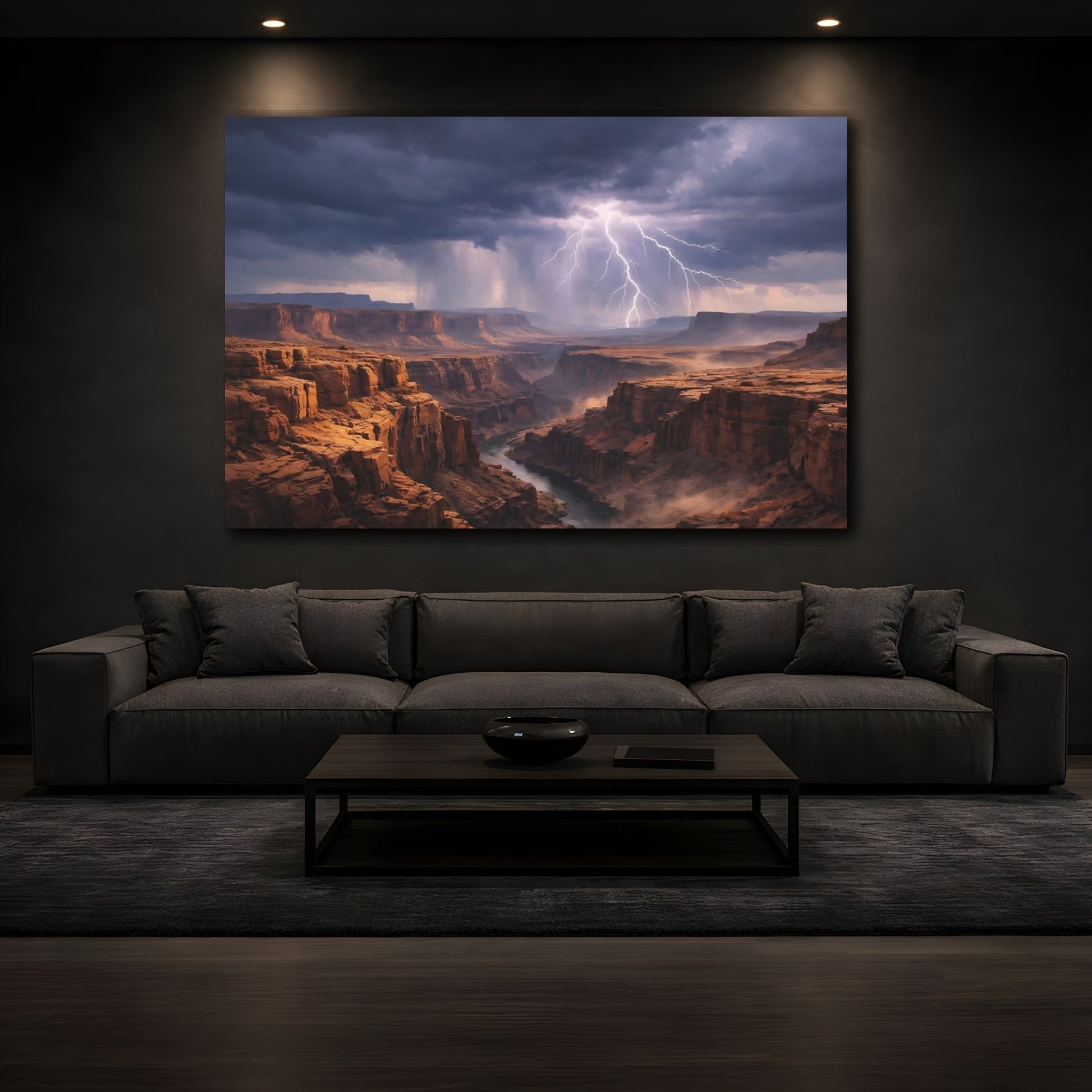 Mockup 2. Nature Canyon Brown And Grey shown as stretched canvas wall art
