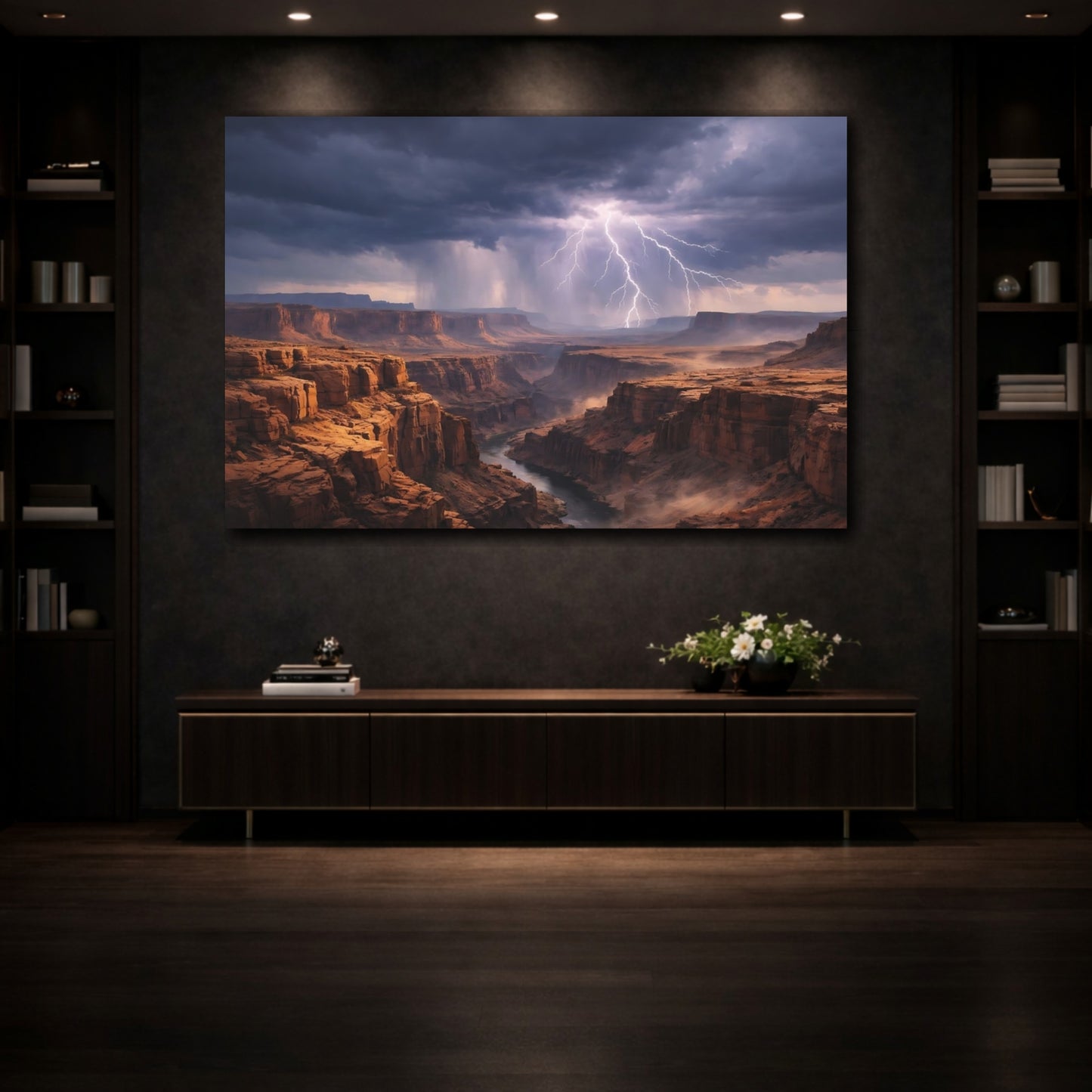 Mockup 4. Nature Canyon Brown And Grey shown as stretched canvas wall art