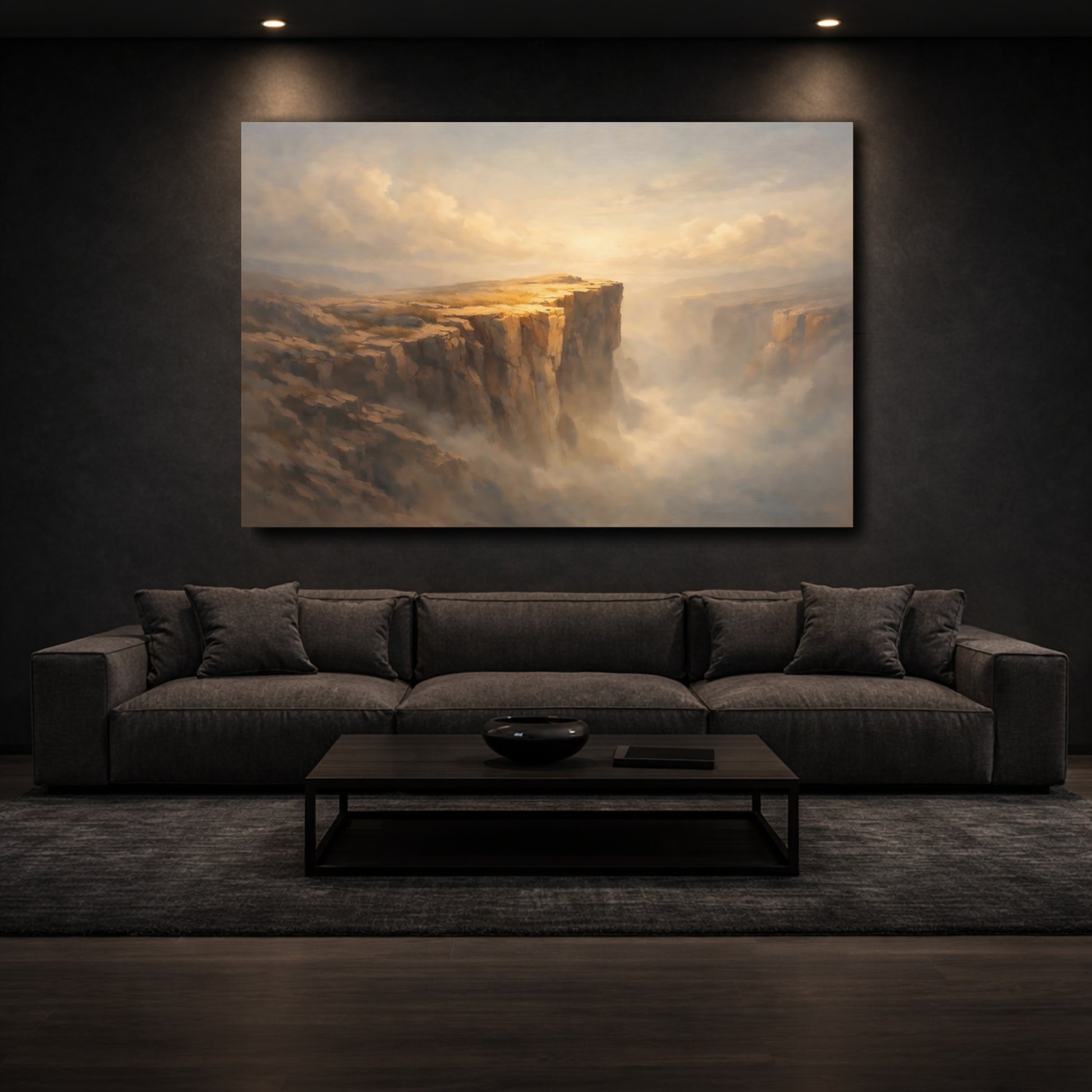 Mockup 2. Nature Canyon Cliffs Golden Canyon shown as stretched canvas wall art