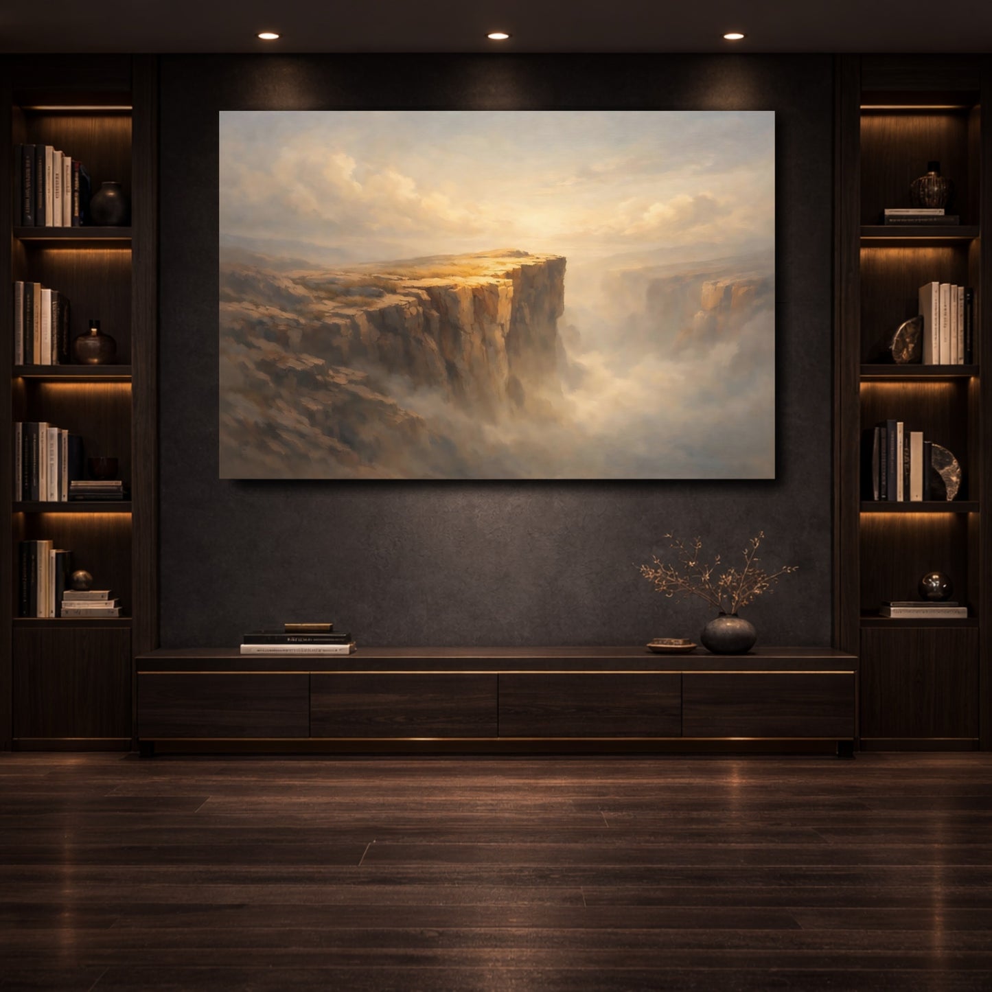 Mockup 3. Nature Canyon Cliffs Golden Canyon shown as stretched canvas wall art