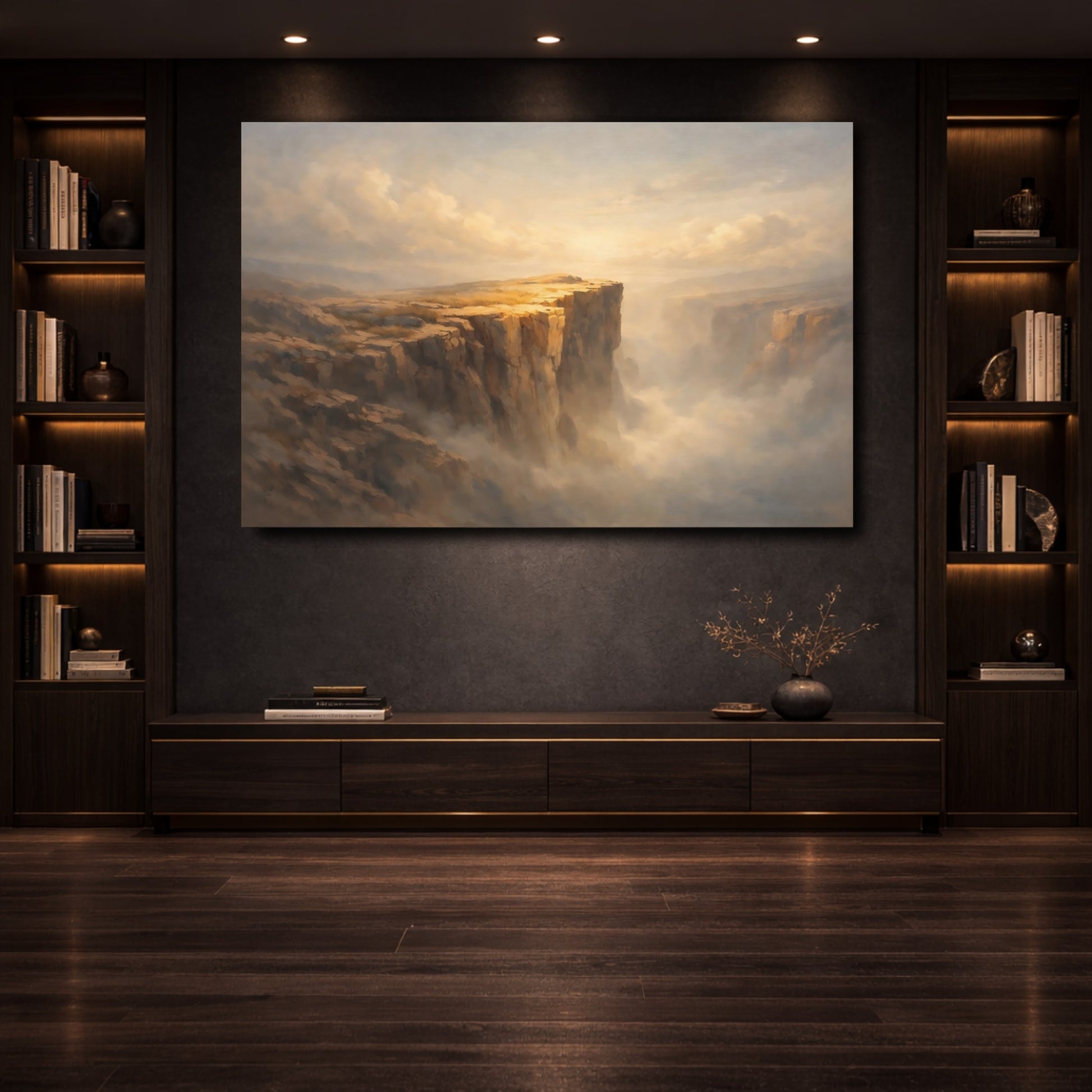 Mockup 3. Nature Canyon Cliffs Golden Canyon shown as stretched canvas wall art