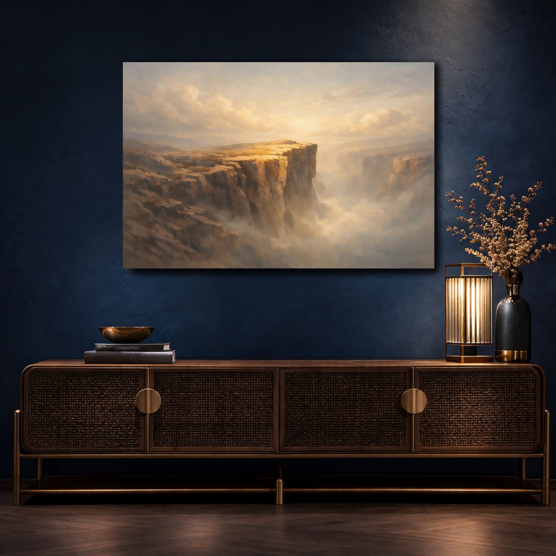 Mockup 4. Nature Canyon Cliffs Golden Canyon shown as stretched canvas wall art