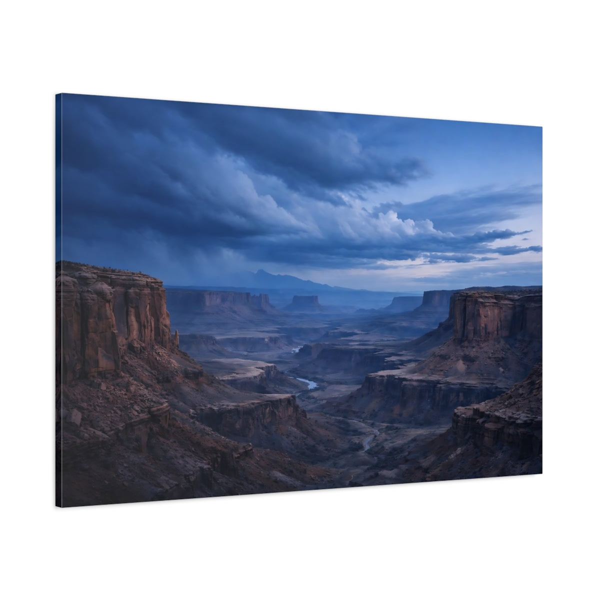Side Mockup 1. Nature Canyon Landscape Blue Canyon shown as stretched canvas wall art