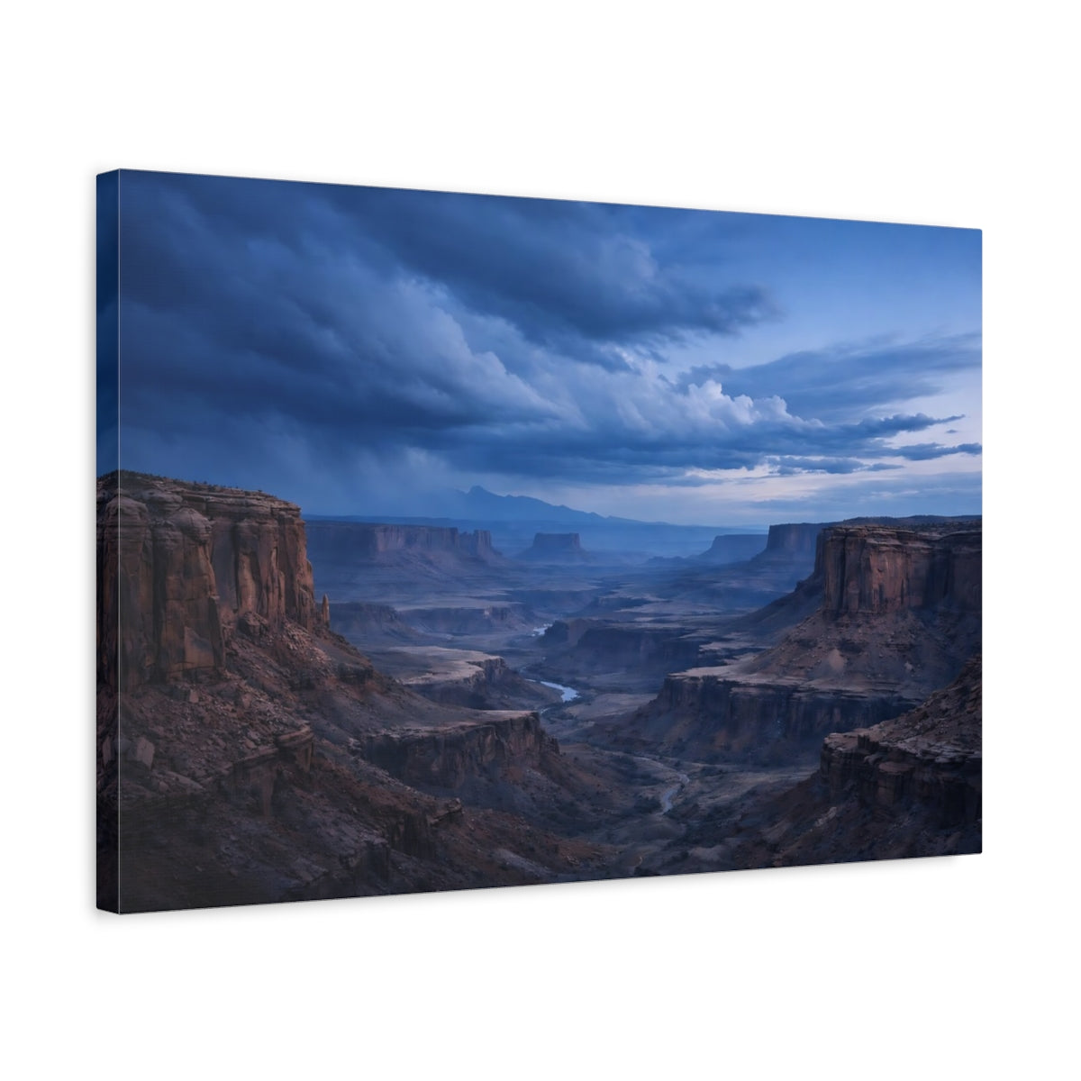 Side Mockup 3. Nature Canyon Landscape Blue Canyon shown as stretched canvas wall art