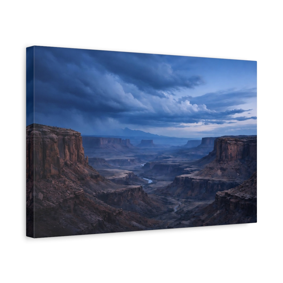 Side Mockup 4. Nature Canyon Landscape Blue Canyon shown as stretched canvas wall art