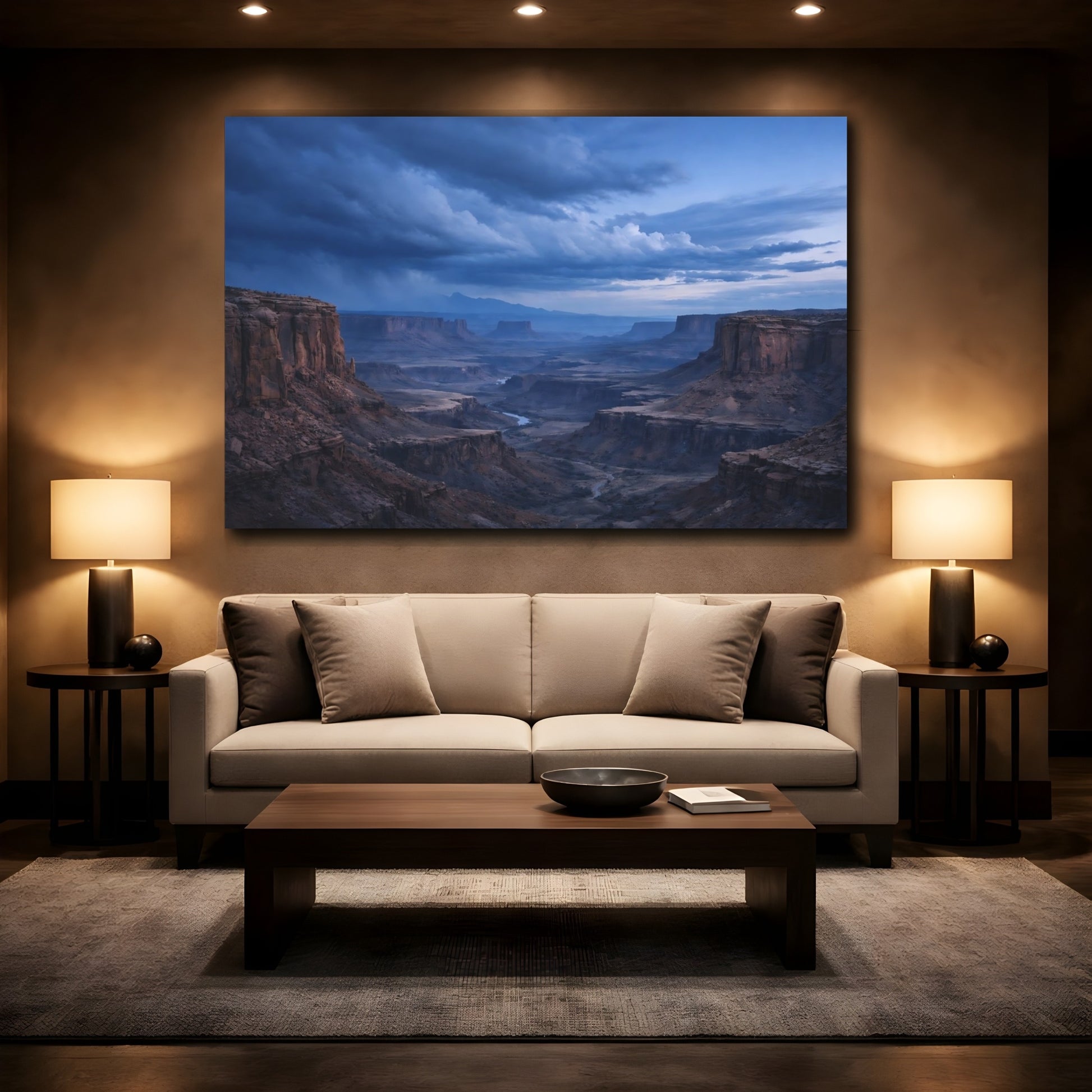 Mockup 2. Nature Canyon Landscape Blue Canyon shown as stretched canvas wall art