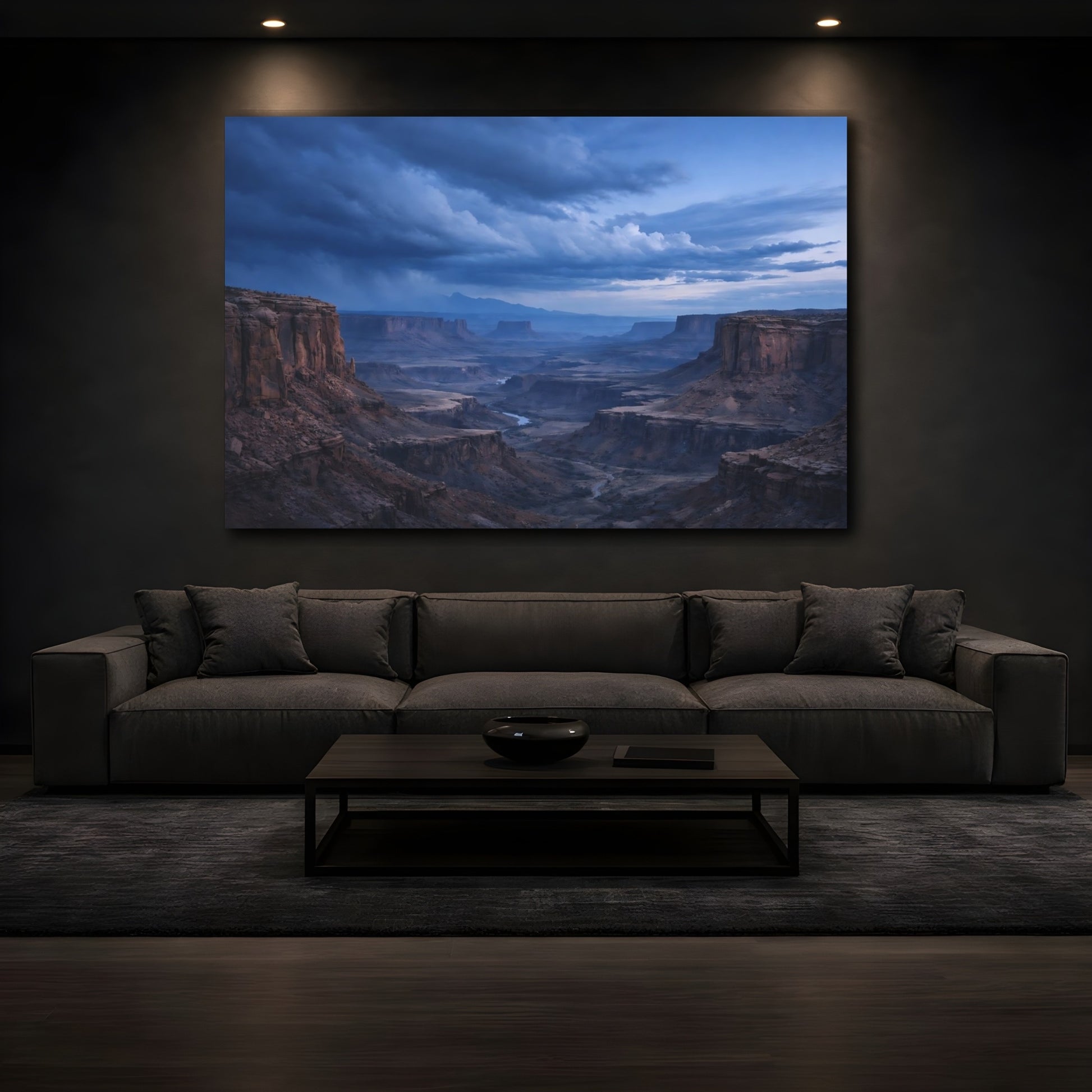 Mockup 4. Nature Canyon Landscape Blue Canyon shown as stretched canvas wall art