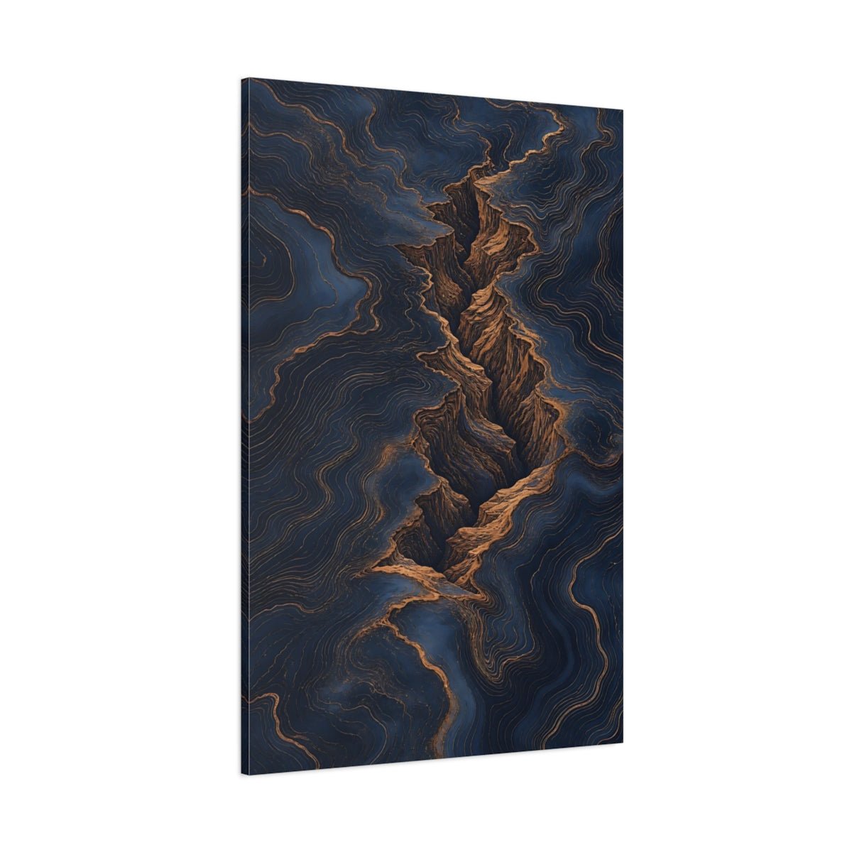 Nature Canyon Navy And Gold Canvas Print – Living Room, Above Couch - YesArtYes
