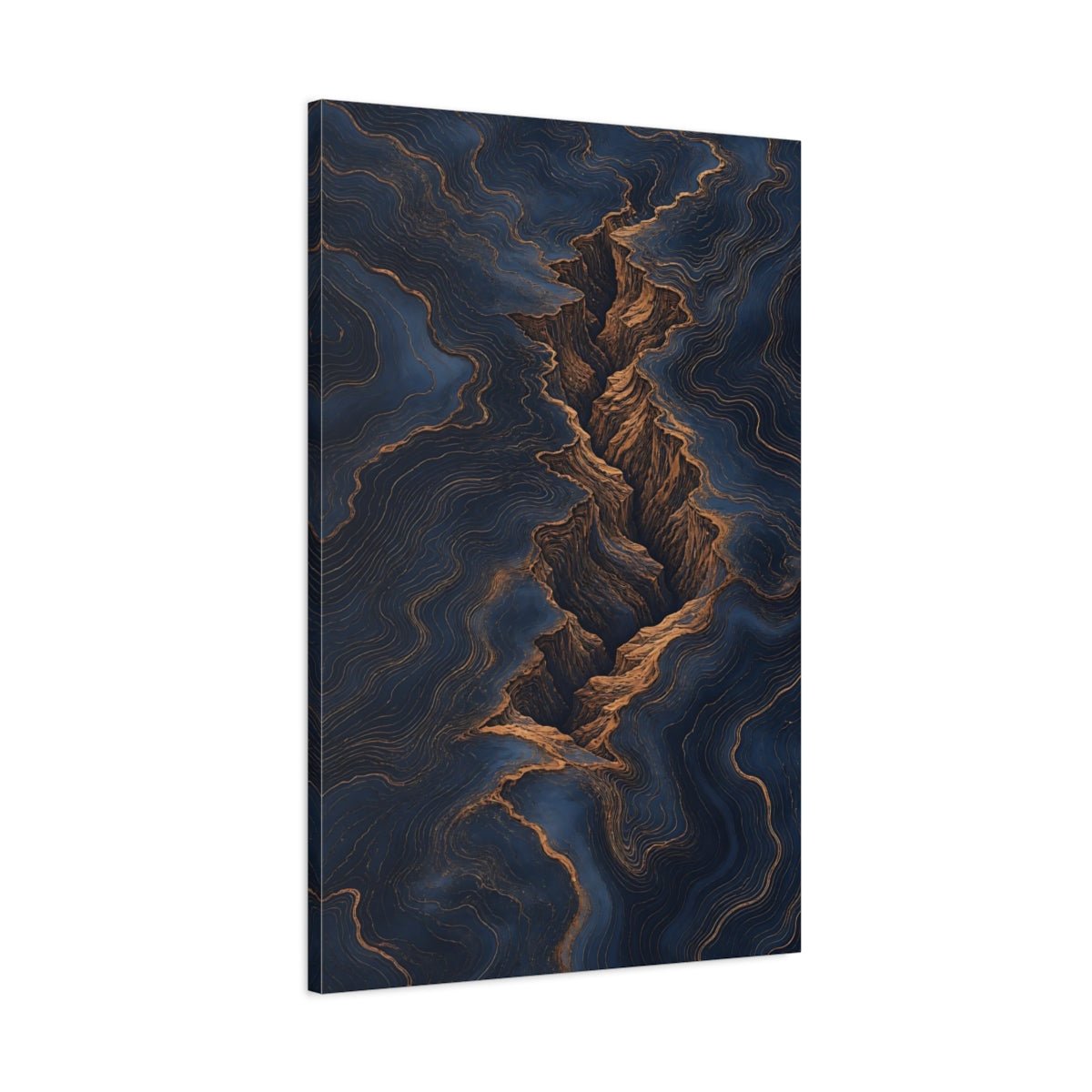 Nature Canyon Navy And Gold Canvas Print – Living Room, Above Couch - YesArtYes