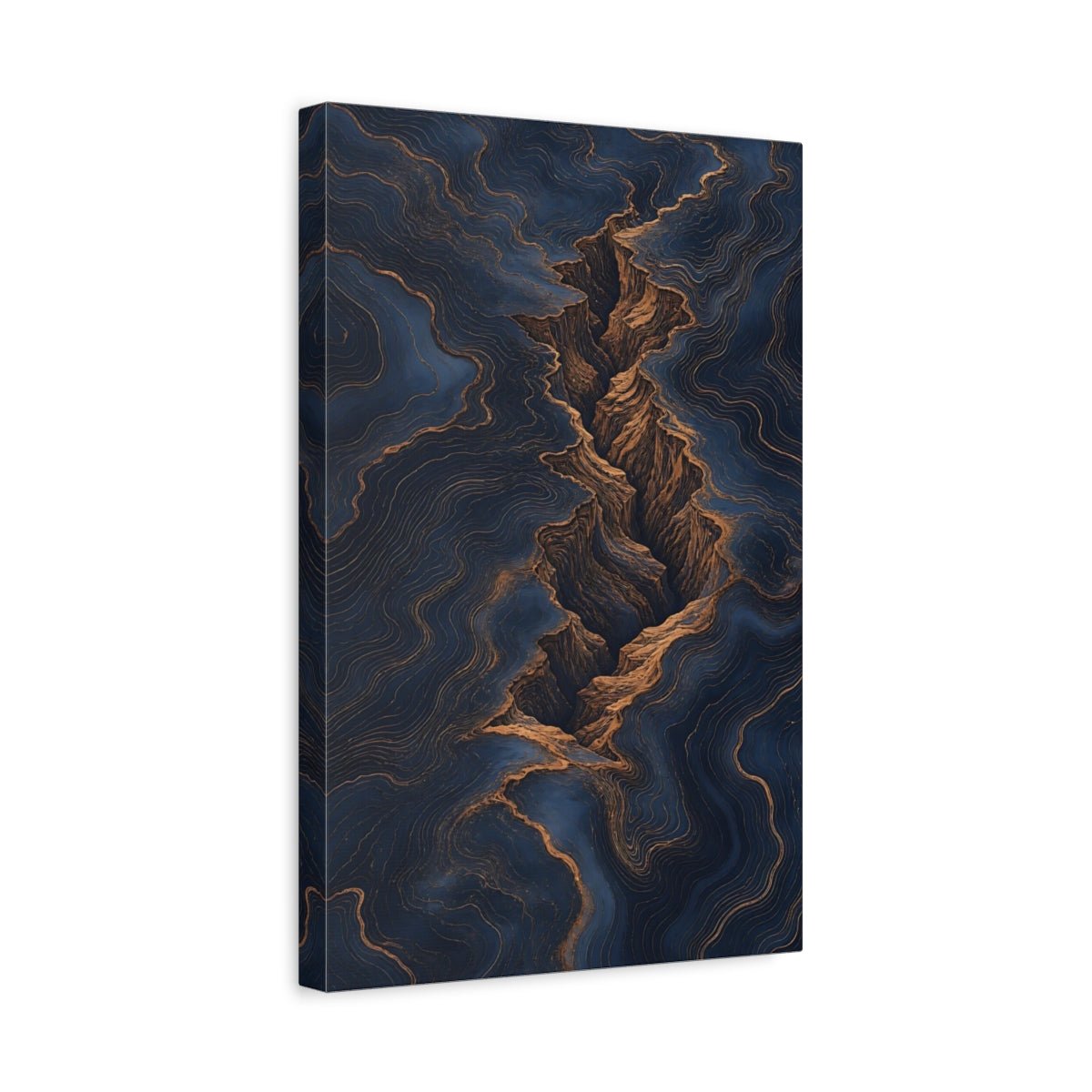 Nature Canyon Navy And Gold Canvas Print – Living Room, Above Couch - YesArtYes