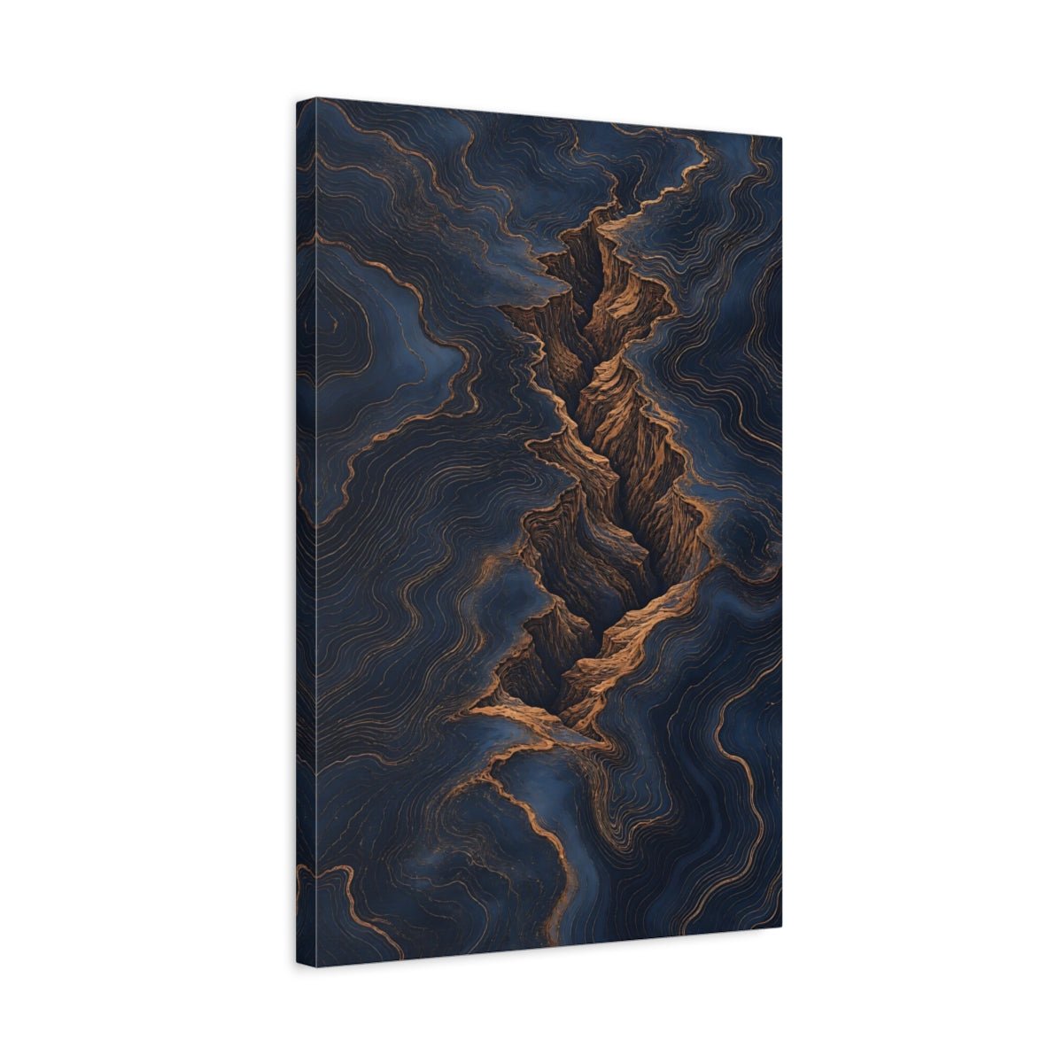 Nature Canyon Navy And Gold Canvas Print – Living Room, Above Couch - YesArtYes