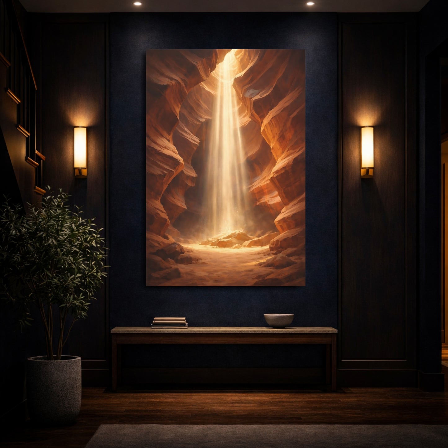 Mockup 3. Nature Canyon Orange And Brown shown as stretched canvas wall art