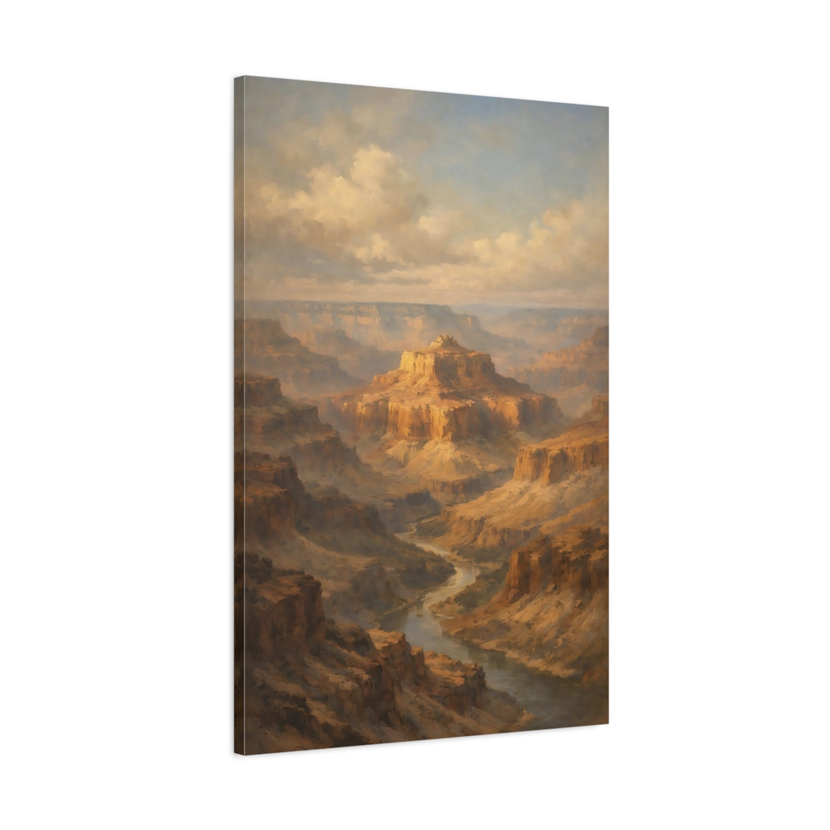 Side Mockup 1. Nature Canyon River Brown Blue Canyon shown as stretched canvas wall art
