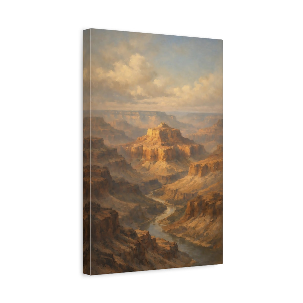 Side Mockup 4. Nature Canyon River Brown Blue Canyon shown as stretched canvas wall art