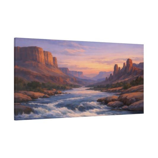 Nature Canyon River Desert Sunset - Canvas Wall Art Print - YesArtYes