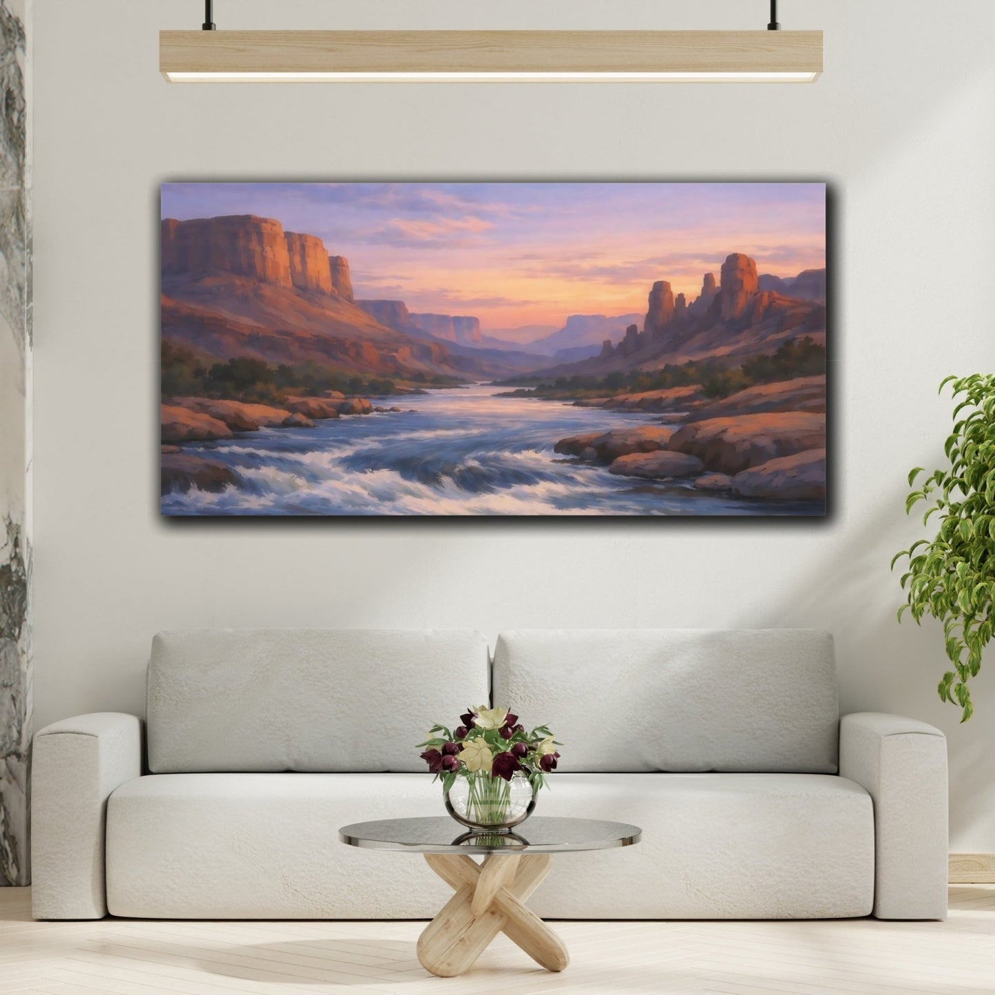 Nature Canyon River Desert Sunset - Canvas Wall Art Print - YesArtYes