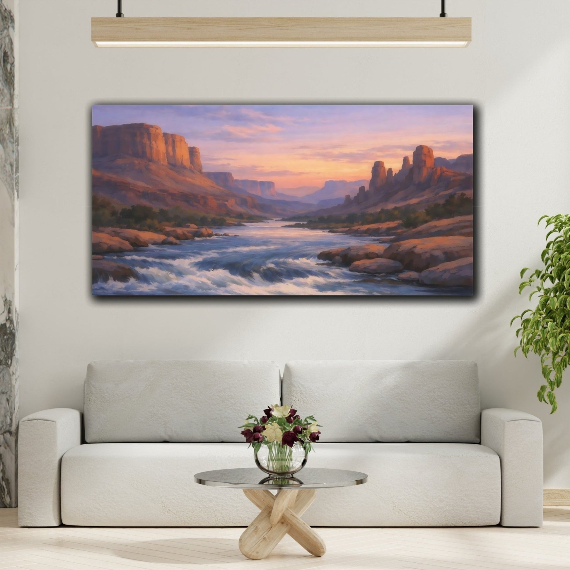 Nature Canyon River Desert Sunset - Canvas Wall Art Print - YesArtYes