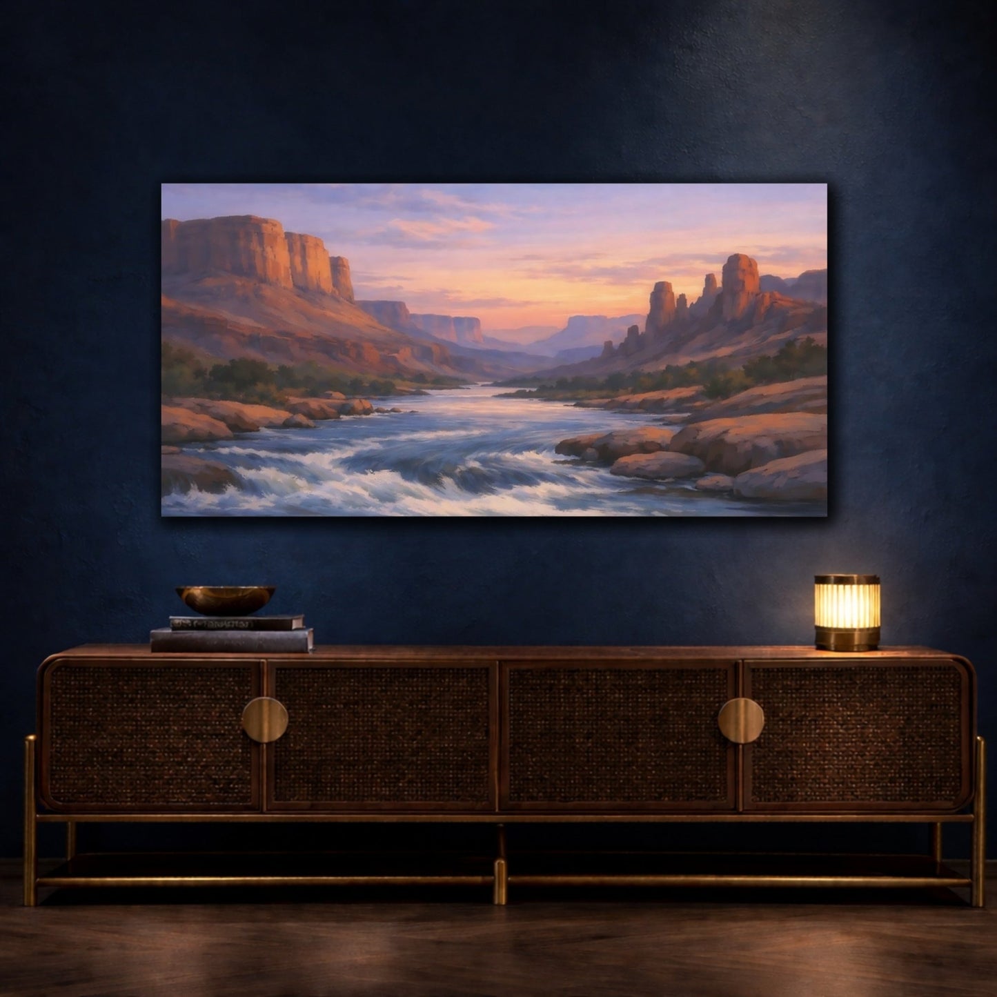 Nature Canyon River Desert Sunset - Canvas Wall Art Print - YesArtYes