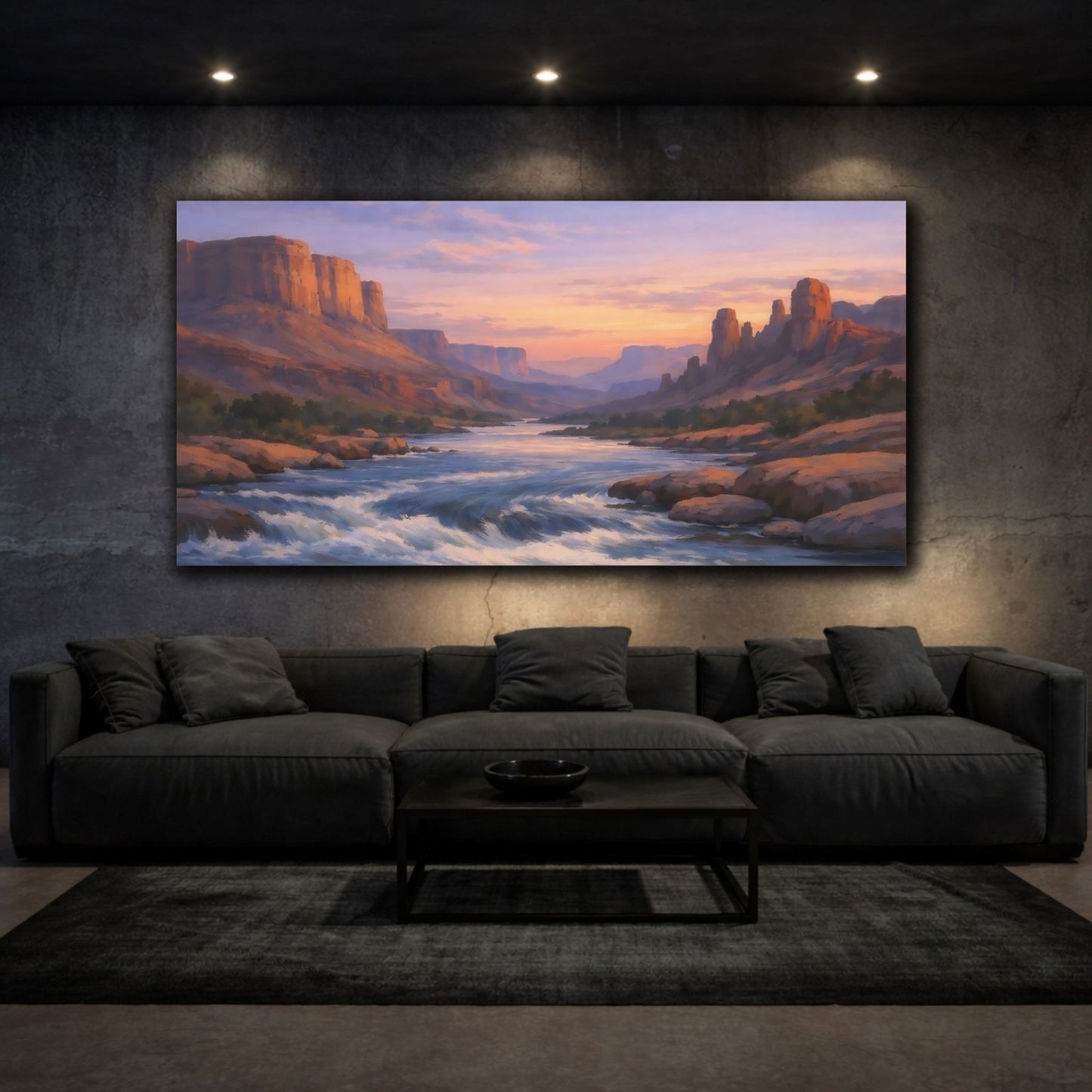 Nature Canyon River Desert Sunset - Canvas Wall Art Print - YesArtYes