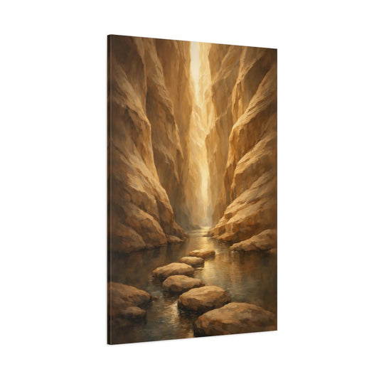 Nature Canyon River Golden - Canvas Wall Art Print - YesArtYes