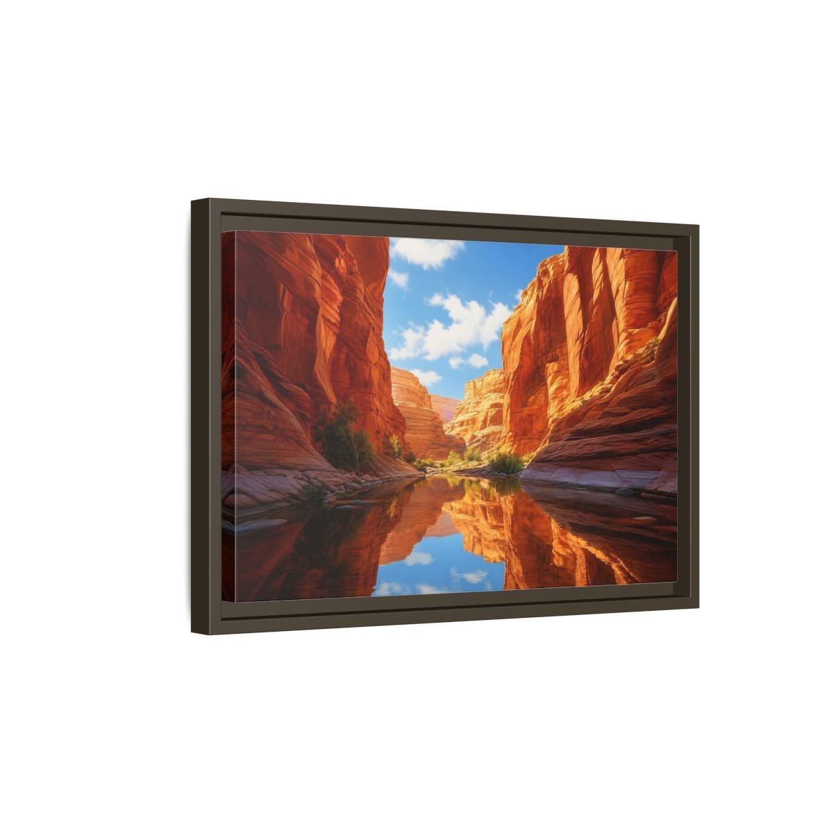 Nature Canyon River Orange Framed Canvas Print – Realistic Decor for Living Room, Above Console Table - YesArtYes