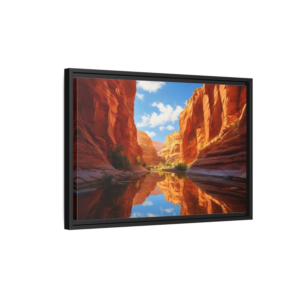 Nature Canyon River Orange Framed Canvas Print – Realistic Decor for Living Room, Above Console Table - YesArtYes