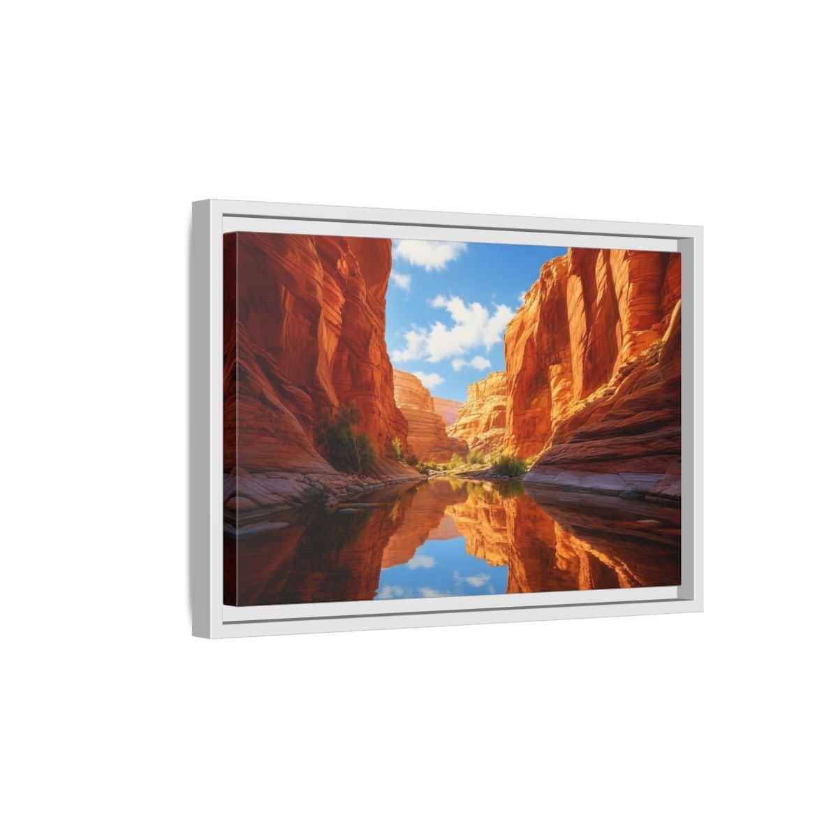 Nature Canyon River Orange Framed Canvas Print – Realistic Decor for Living Room, Above Console Table - YesArtYes