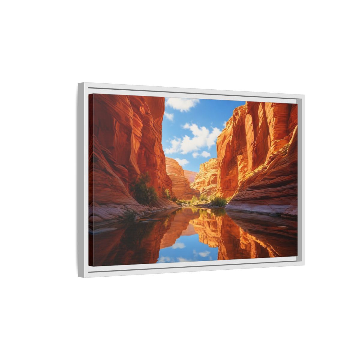 Side Mockup 1. Nature Canyon River Orange Canyon shown as stretched canvas wall art