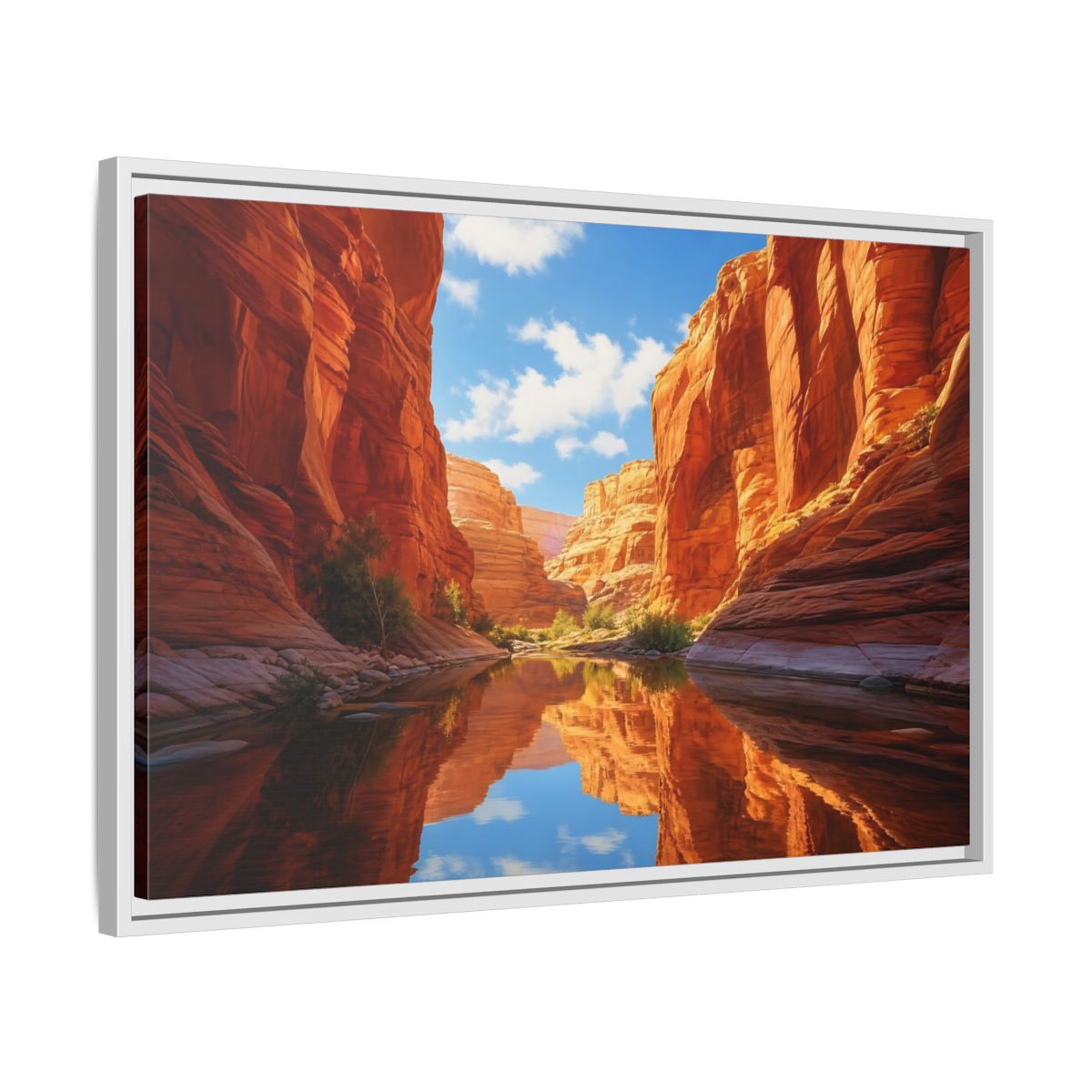 Side Mockup 10. Nature Canyon River Orange Canyon shown as stretched canvas wall art