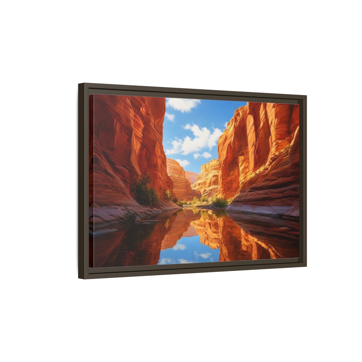 Side Mockup 2. Nature Canyon River Orange Canyon shown as stretched canvas wall art