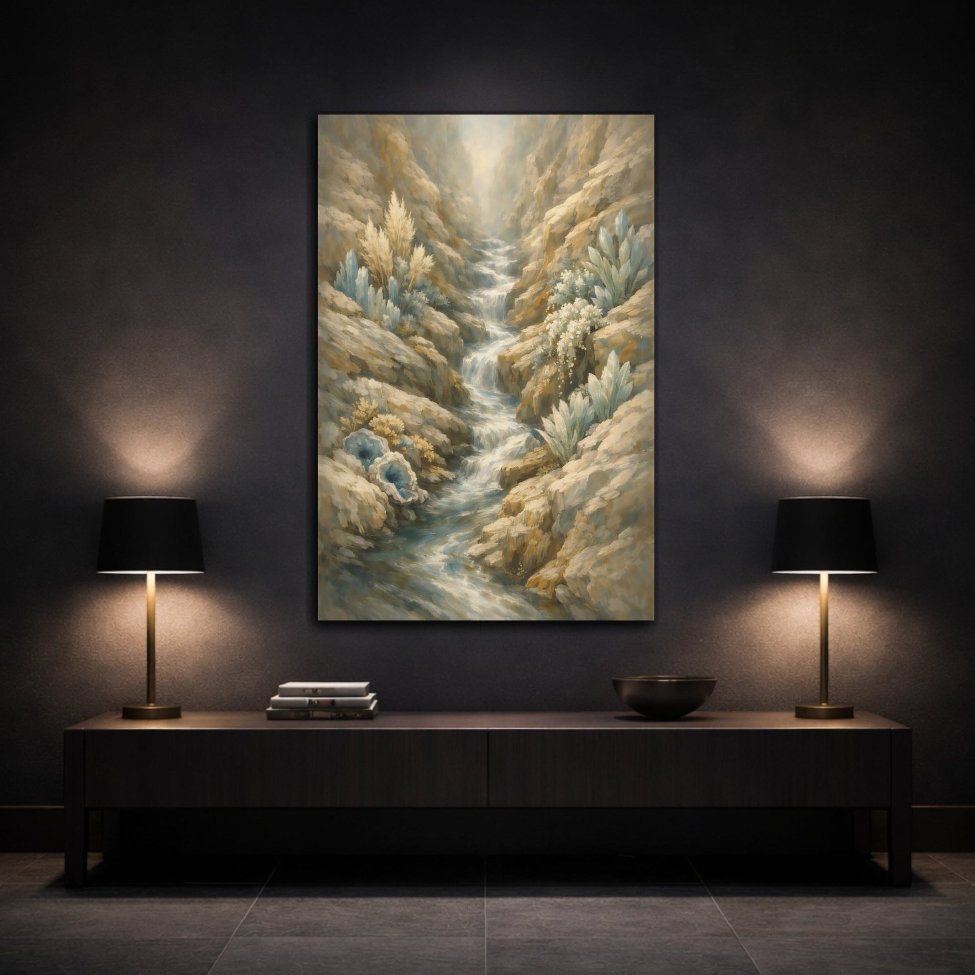 Nature Canyon Stream Crystal - Canvas Wall Art Print - YesArtYes
