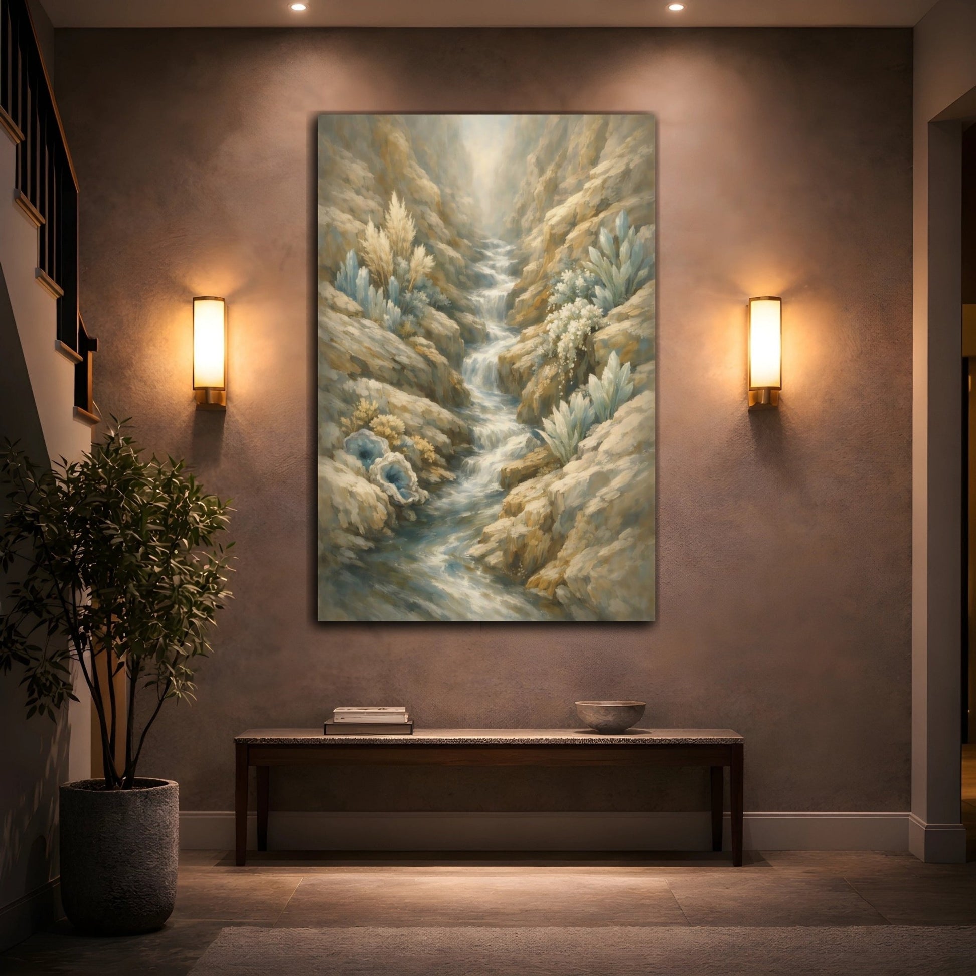 Nature Canyon Stream Crystal - Canvas Wall Art Print - YesArtYes